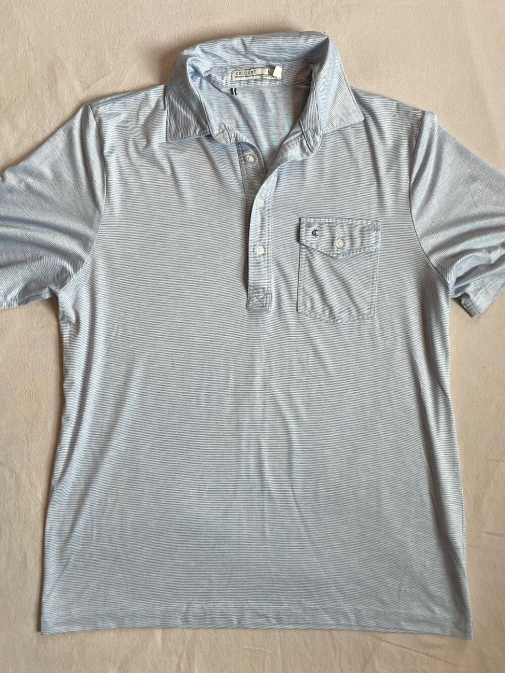 Criquet Light Blue Stripe Polo Men’s L